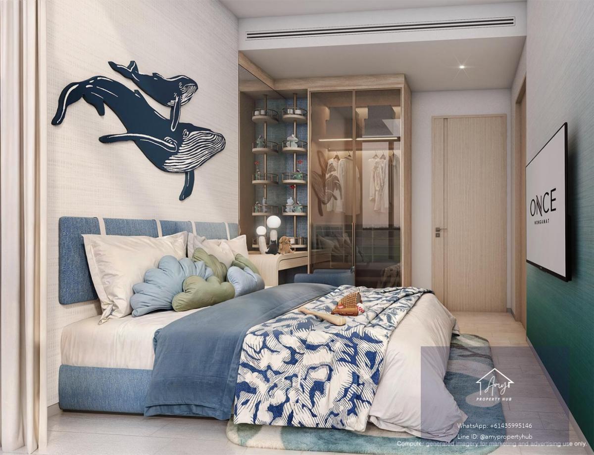 Once Wongamat 2 ห้องนอน พร้อมเฟอร์ครบ วิวทะเลสวย ใกล้แหล่งไลฟ์สไตล์พัทยาเหนือ เริ่ม 18.7 ลบ.