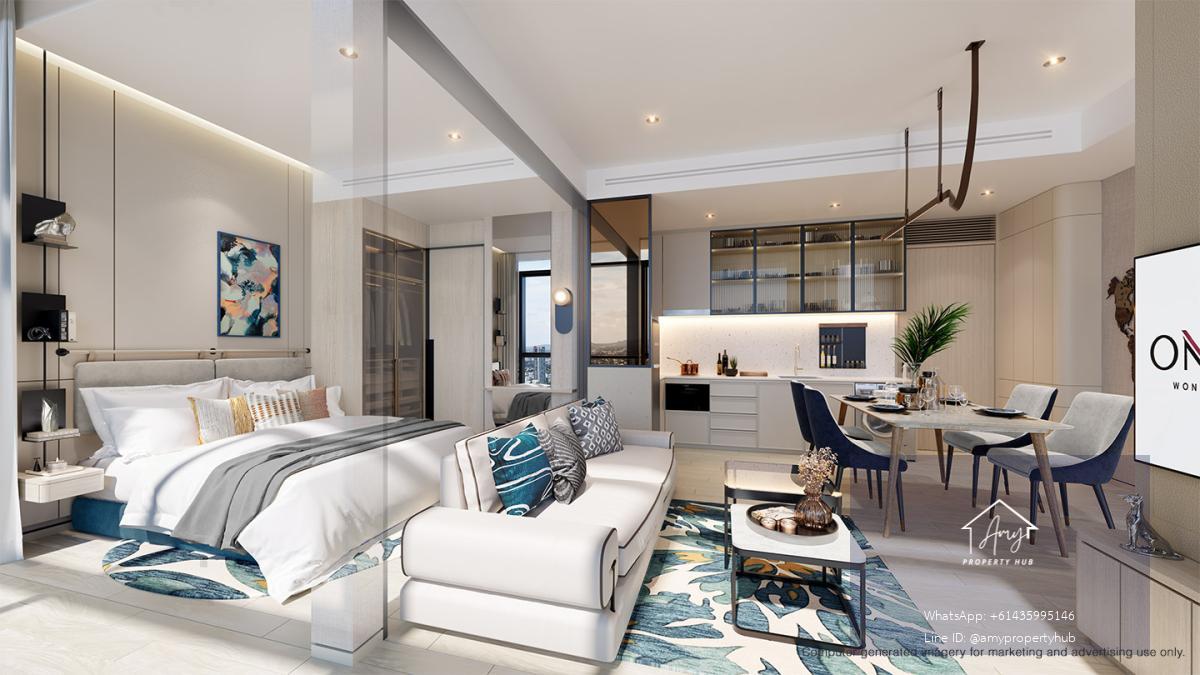 Once Wongamat 2 ห้องนอน พร้อมเฟอร์ครบ วิวทะเลสวย ใกล้แหล่งไลฟ์สไตล์พัทยาเหนือ เริ่ม 18.7 ลบ.